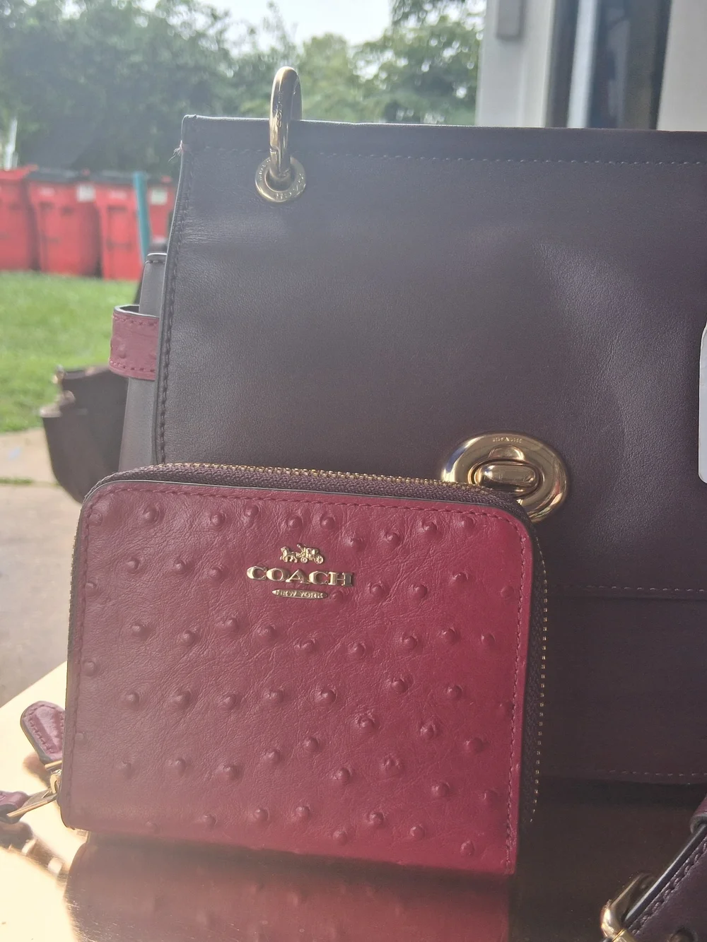 Coach Women's Turnlock Satchel and Wallet Set - Plum & Fuchsia NWT